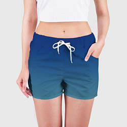 Шорты женские Текстурированный сине-бирюзовый градиент, цвет: 3D-принт — фото 2