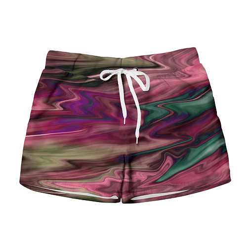 Женские шорты Абстрактный размытый узор в розово-зеленых цветах / 3D-принт – фото 1