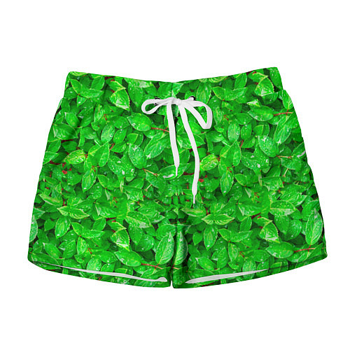 Женские шорты Зелёные листья - текстура / 3D-принт – фото 1