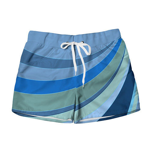 Женские шорты Сине-зеленые линии / 3D-принт – фото 1