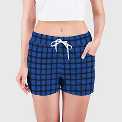 Шорты женские Крупная темно-синяя клетка, цвет: 3D-принт — фото 2