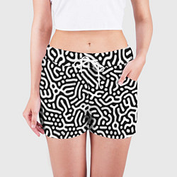 Шорты женские Лабиринт - паттерн, цвет: 3D-принт — фото 2