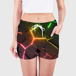 Шорты женские Неоновые радужные плиты, цвет: 3D-принт — фото 2