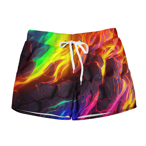 Женские шорты Neon rainbow lava / 3D-принт – фото 1