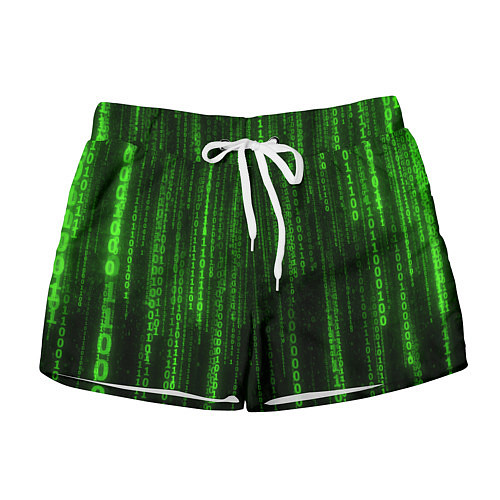 Женские шорты Двоичный код зеленый / 3D-принт – фото 1