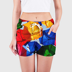 Шорты женские Разноцветные зонтики, цвет: 3D-принт — фото 2