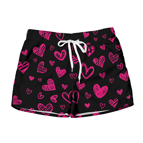 Женские шорты Розовые сердца / 3D-принт – фото 1