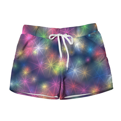 Женские шорты Разноцветные неоновые блики / 3D-принт – фото 1