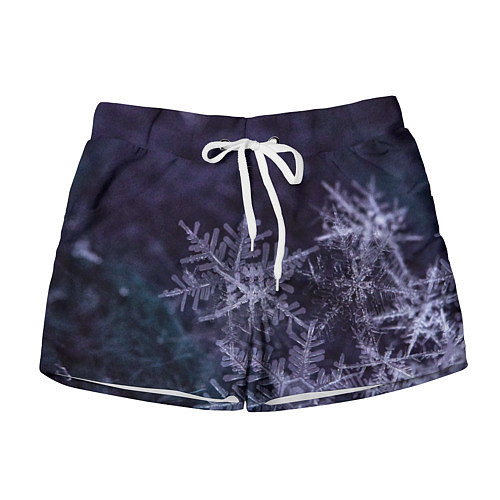 Женские шорты Снежинки макро фото / 3D-принт – фото 1