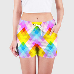 Шорты женские Узор из разноцветных ромбов, цвет: 3D-принт — фото 2