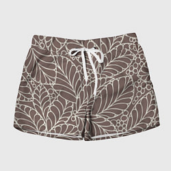 Женские шорты Кофеиновый паттерн из листьев
