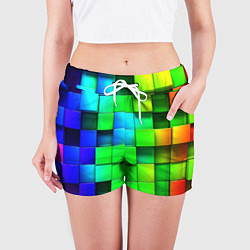 Шорты женские Цветные неоновые кубы, цвет: 3D-принт — фото 2