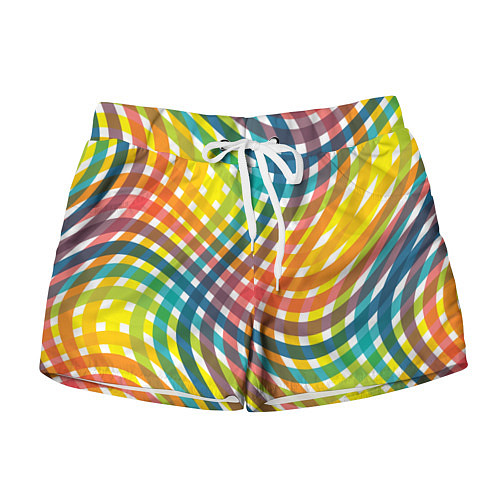 Женские шорты Геометрический узор яркие полосатые волны / 3D-принт – фото 1