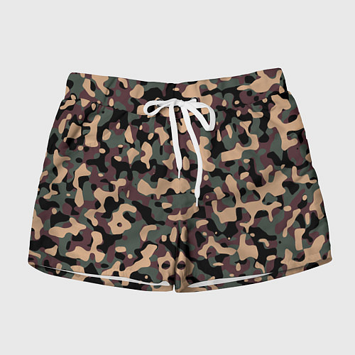 Женские шорты Камуфляж Woodland / 3D-принт – фото 1