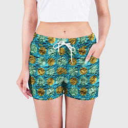 Шорты женские Фольга от шоколадной конфеты - текстура, цвет: 3D-принт — фото 2