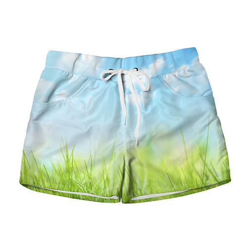 Женские шорты Зелень и небо / 3D-принт – фото 1