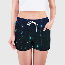 Шорты женские Неоновый дождик из снежинок, цвет: 3D-принт — фото 2