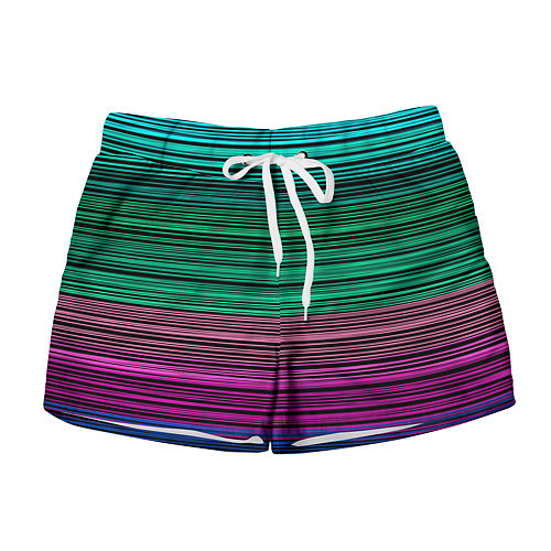 Женские шорты Разноцветные неоновые шелковые нити / 3D-принт – фото 1