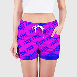 Шорты женские Free Fire glitch text effect: паттерн, цвет: 3D-принт — фото 2