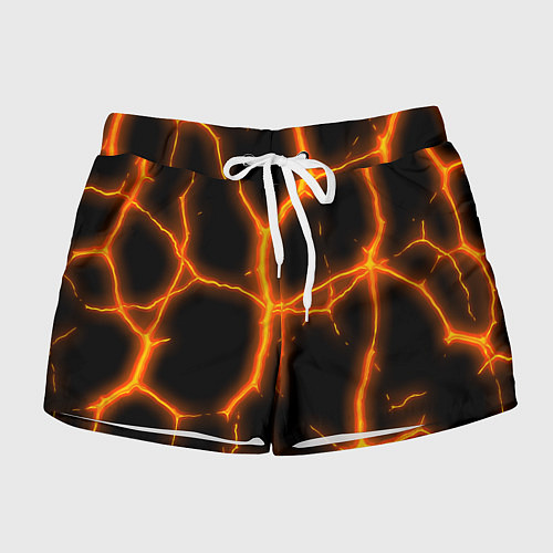 Женские шорты Оранжевые неоновые трещины / 3D-принт – фото 1