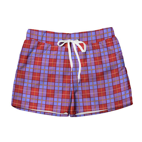 Женские шорты Ткань Шотландка красно-синяя / 3D-принт – фото 1