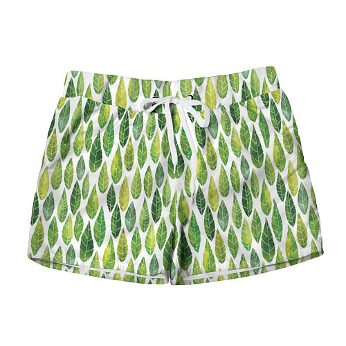 Женские шорты Акварельные листья / 3D-принт – фото 1