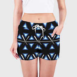 Шорты женские Синие треугольники, цвет: 3D-принт — фото 2