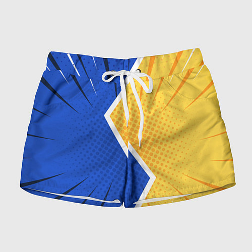 Женские шорты Желто-синяя молния / 3D-принт – фото 1