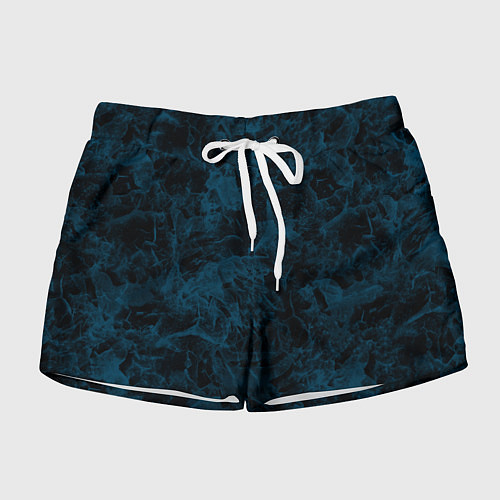 Женские шорты Синий и черный мраморный узор / 3D-принт – фото 1