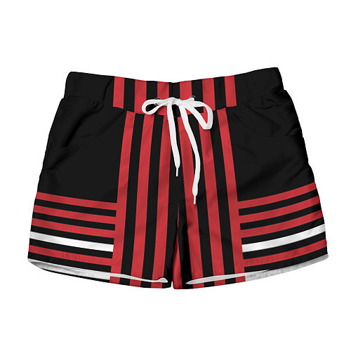 Женские шорты Красно черный полосатый узор / 3D-принт – фото 1
