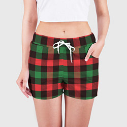Шорты женские Рождественский тартан, цвет: 3D-принт — фото 2
