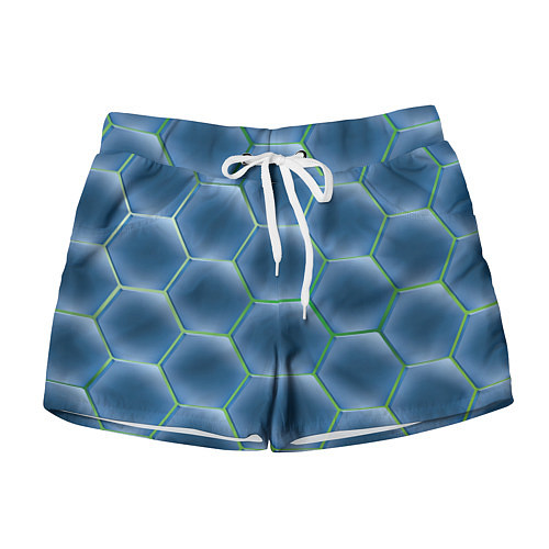 Женские шорты Синии шестигранники / 3D-принт – фото 1