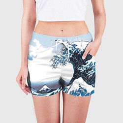 Шорты женские Цунами в Японии, цвет: 3D-принт — фото 2