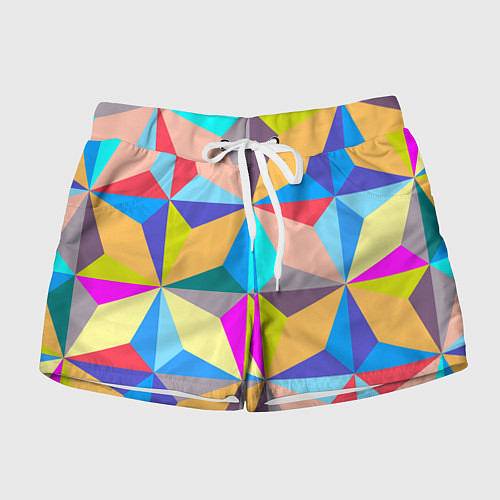 Женские шорты Полностью разноцветный ромбический паттерн / 3D-принт – фото 1