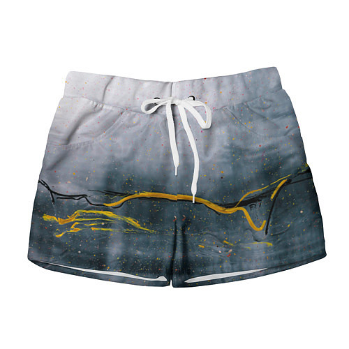 Женские шорты Серо-светлый абстрактный туман и краски / 3D-принт – фото 1