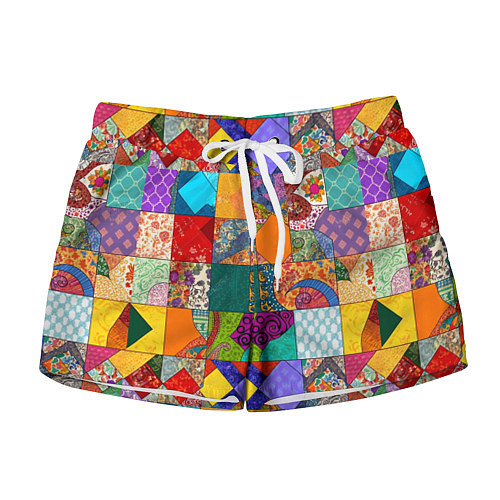 Женские шорты Разноцветные лоскуты / 3D-принт – фото 1