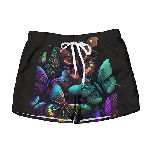 Женские шорты Разные неоновые бабочки / 3D-принт – фото 1