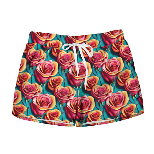 Женские шорты Паттерн с розами / 3D-принт – фото 1