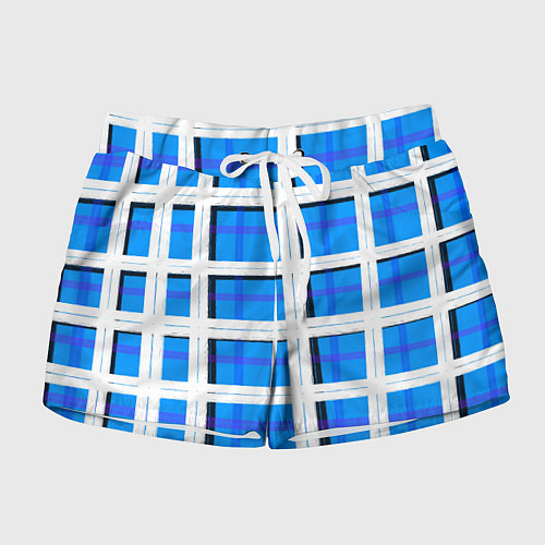 Женские шорты Синяя клетка / 3D-принт – фото 1