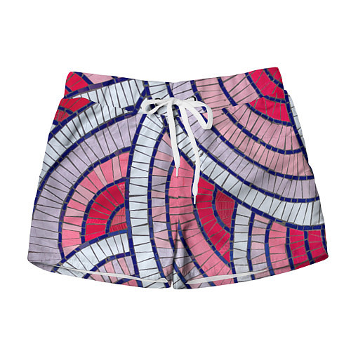 Женские шорты Абстрактная белая-фиолетовая-красная текстура / 3D-принт – фото 1