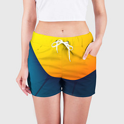 Шорты женские Двойной цвет: жёлтый и синий, цвет: 3D-принт — фото 2