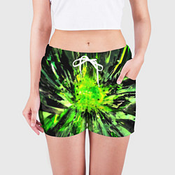 Шорты женские Fractal green explosion, цвет: 3D-принт — фото 2