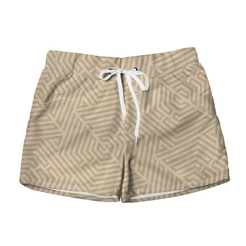 Женские шорты Бежевый цвет с геометрическим узором / 3D-принт – фото 1