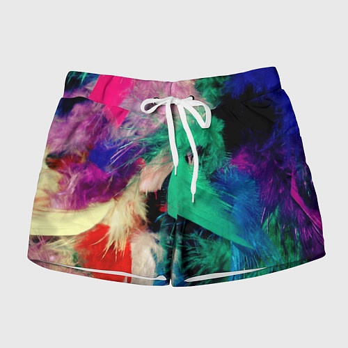 Женские шорты Неоновые перья павлина / 3D-принт – фото 1