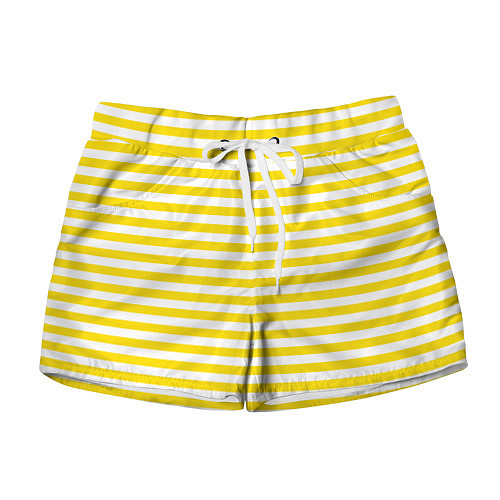 Женские шорты Светло-желтые полосы / 3D-принт – фото 1