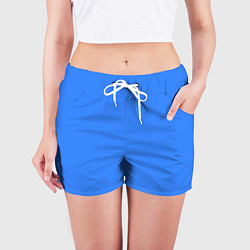 Шорты женские Однотонный неоновый синий цвет, цвет: 3D-принт — фото 2