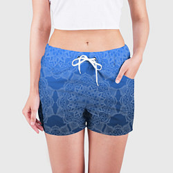 Шорты женские Мандала на градиенте синего цвета, цвет: 3D-принт — фото 2
