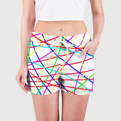 Шорты женские Яркие цветные линии, цвет: 3D-принт — фото 2