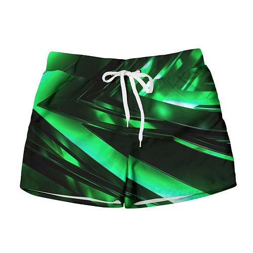 Женские шорты Зеленая неоновая абстракция / 3D-принт – фото 1