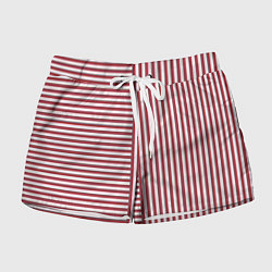 Шорты женские Красный полосатый фон, цвет: 3D-принт